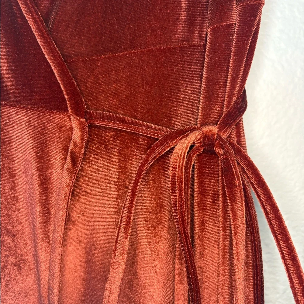NWT Baltic Born Meghan Terracotta Velvet Maxi Dress Wrap XS Wedding Guest Dress